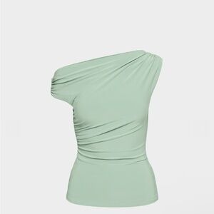Aritzia Babaton Gallery Top - One-Shoulder Terrace Sage Top